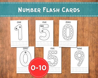 Sifferkort 0–10 | Följ, räkna och markera siffror | Matematikövningar för förskola | Montessoripaket