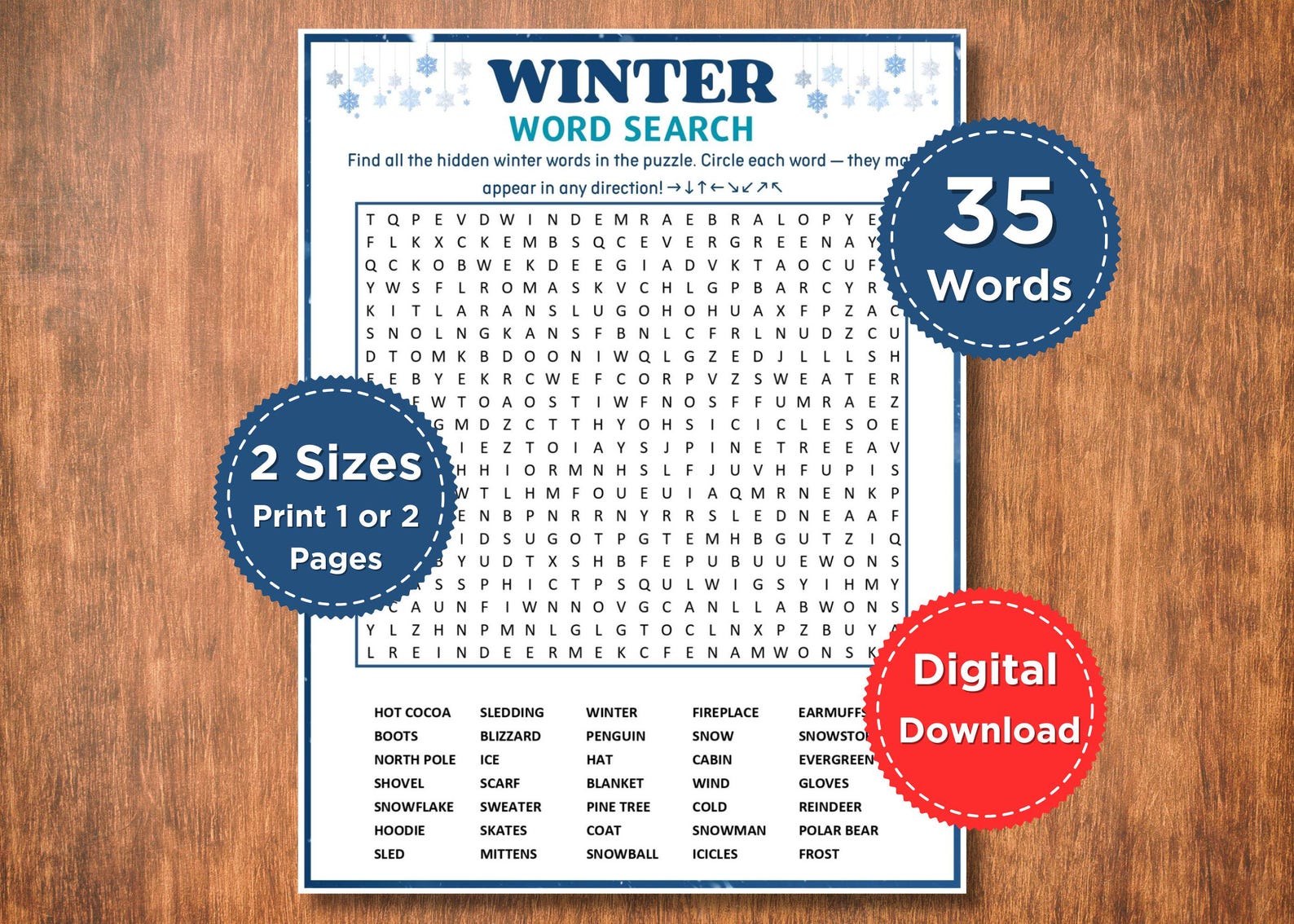 Winter Word Search Puzzle | Printable Winter Game for Kids & Adults ...