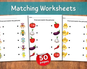 Matching Worksheets Printable, Match the Picture | Preschool & Kindergarten Activities, Busy Book, Educational Pages, Classroom Printable