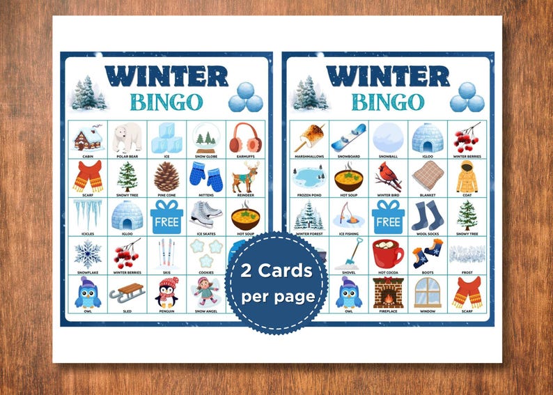 Winter Bingo Game Printable | Kids Holiday Activity | Classroom Party ...