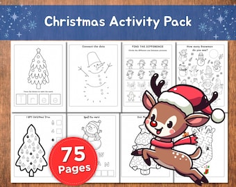 Preschool Christmas Activity Pack | 75 Fun Printable Worksheets for Kids | Holiday Learning Activities, Coloring Pages, Mazes and More