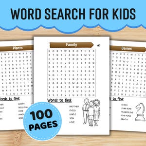 Kids Word Search Bundle | 100 Vocabulary-Building Puzzles | 1000 Words + Answer Key
