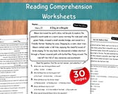 30 Reading Comprehension Worksheets | Short Stories with Questions | Reading Passages & Activities | 1st-3rd Grade ELA | Printable PDF