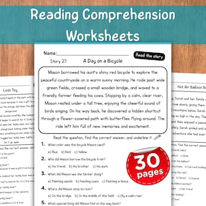30 Reading Comprehension Worksheets | Short Stories with Questions | Reading Passages & Activities | 1st-3rd Grade ELA | Printable PDF