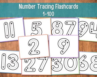 Number Tracing Flashcards 1-100: Preschool Handwriting Practice (Digital Download)
