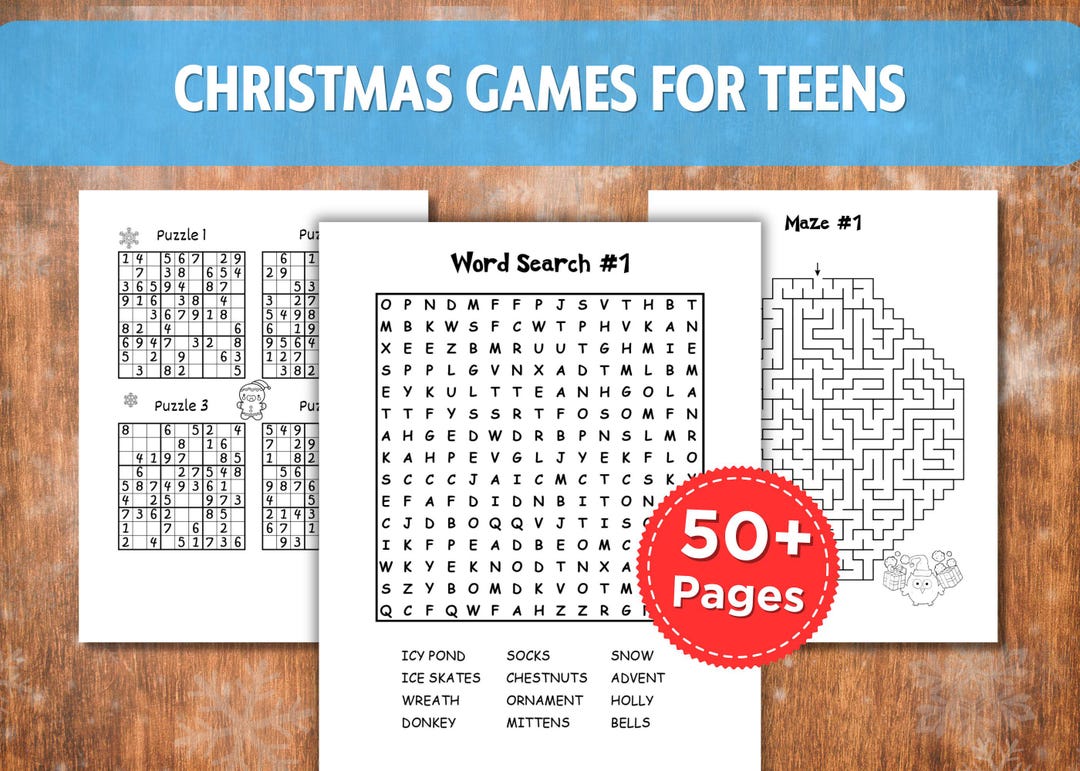 Christmas Printable Games for Teens | Holiday Activity Pack | Word