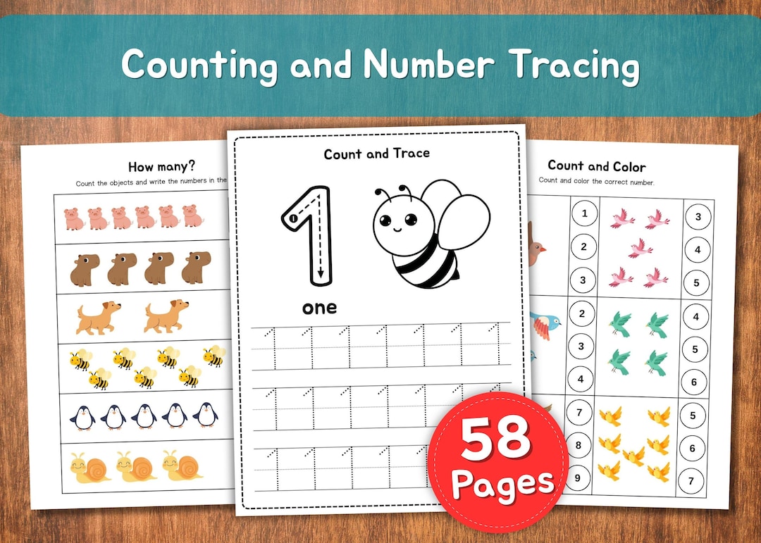 Counting and Number Tracing Worksheets for Preschool | Early Math ...