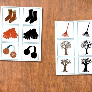 Winter Shadow Matching Cards | 42 Printable Match-the-shadow Game ...