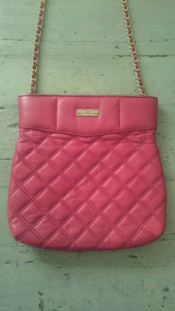 red quilted leather handbag