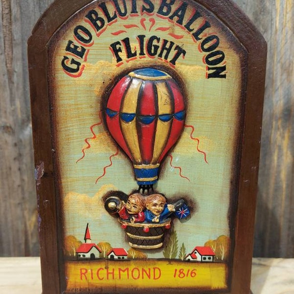 Geo Bluts Balloon Flight Richmond 1816 Memorabilia Wooden Storage Box