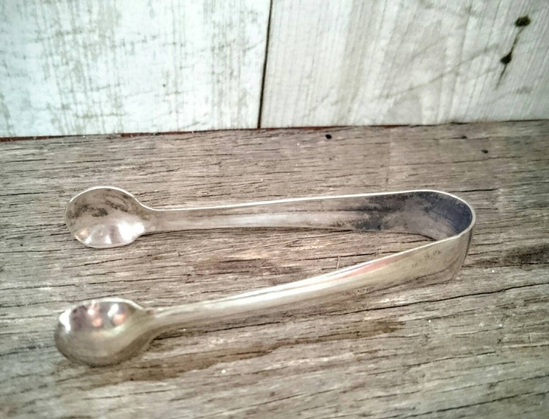 Silver Sugar Cube Tongs. Sugar Cube Spoons. Antique Hallmarked