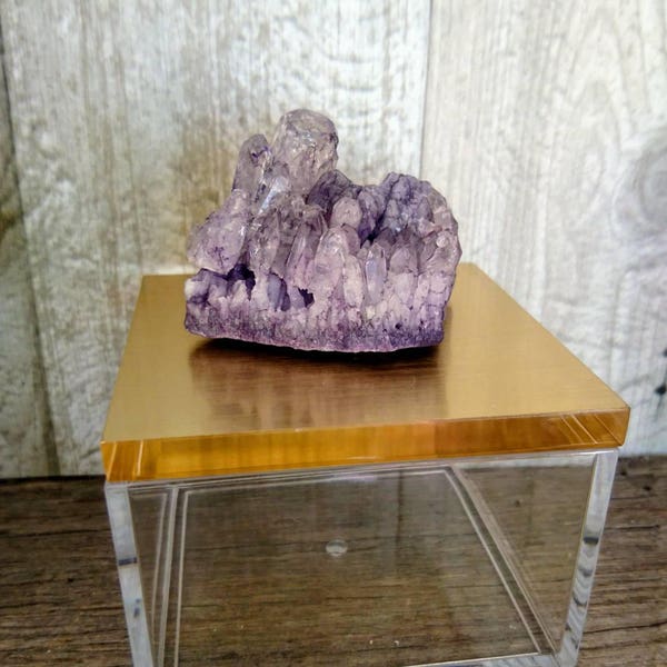 Purple Geode Crystal and Gold Lid Acrylic Box. Crystal Rock Jewellry Box. Trinket Box. Clear Box.