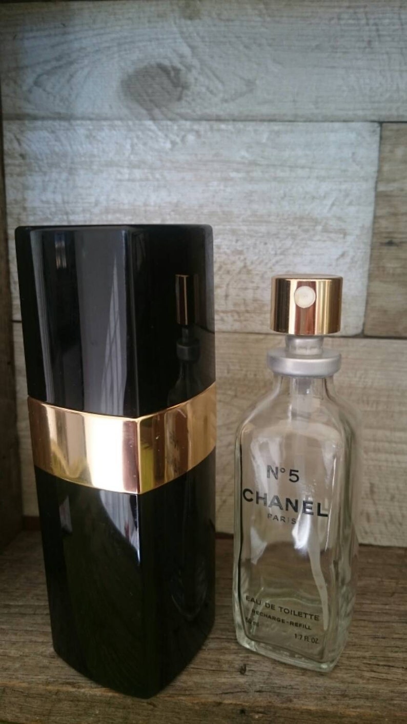 Chanel No 5 Perfume Black And Gold Atomizer Holder Case With Etsy