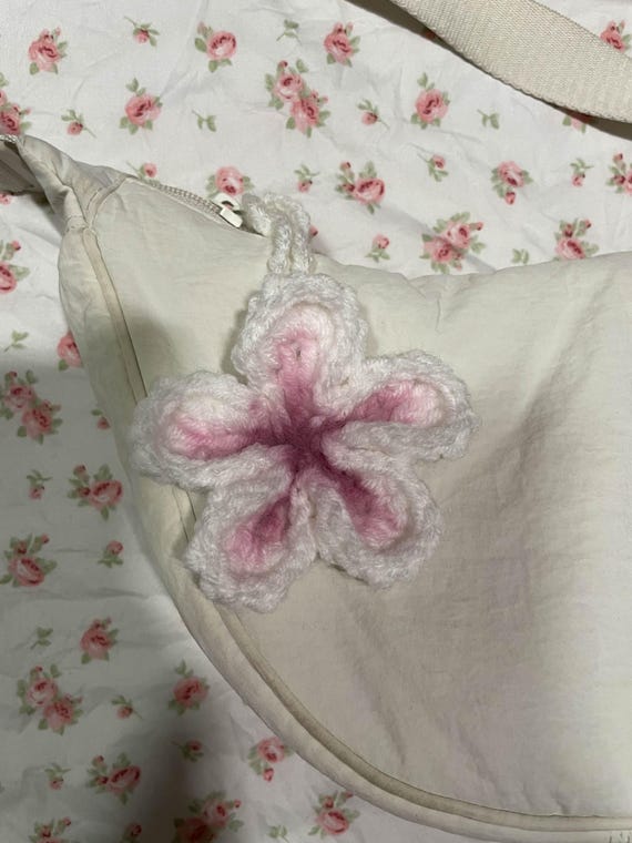 Crochet Hibiscus Flower Keychain | Pink Flower| Bag Charm