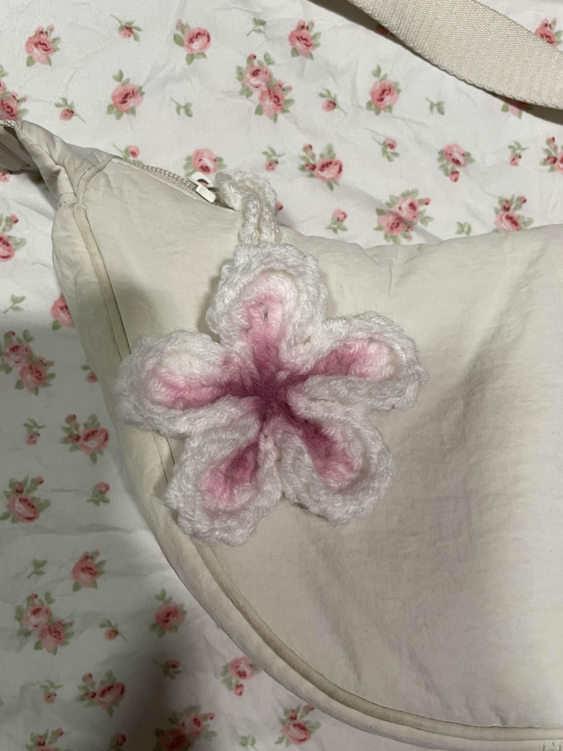 Crochet Hibiscus Flower Keychain | Pink Flower| Bag Charm
