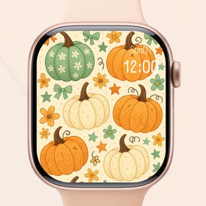 Pumpkin Apple Watch Wallpaper Fall Aesthetic | Cute Autumn Digital Download | Halloween Thanksgiving Watch Face for All Models