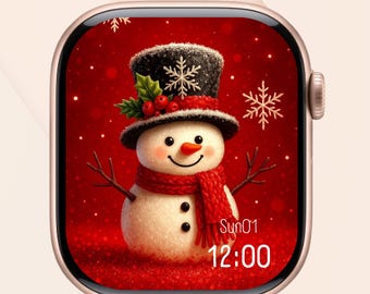 Christmas Snowman Apple Watch Wallpaper | Holiday Watch Face (Digital Download)