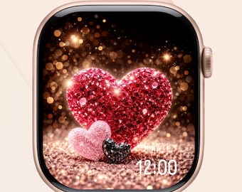 Romantic Glitter Heart Apple Watch Wallpaper (Digital Download)