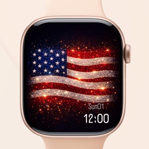 Glitter American Flag Apple Watch Wallpaper | Patriotic USA Watch Face (Digital Download)