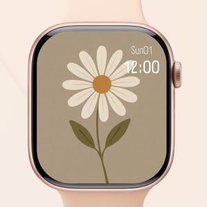 Daisy Apple Watch Wallpaper – Boho Floral Digital Download – Cute Beige Watch Face