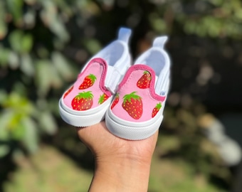 Strawberry Custom Vans Available in Womens, Mens, Kids Sizes