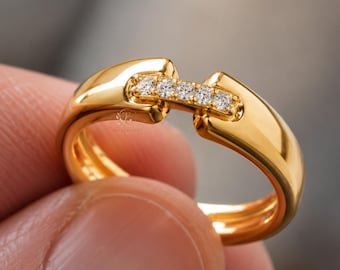 Men’s Open Gap Diamond Ring in 14K Gold | Modern Gents Minimal Ring | Luxury Lab Grown Diamond Band | Gift for Him