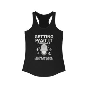 Microphone Graphic Women's Racerback Tank Top, Music Lover Gift, Summer Workout Shirt, Festival Wear, Music T-Shirt