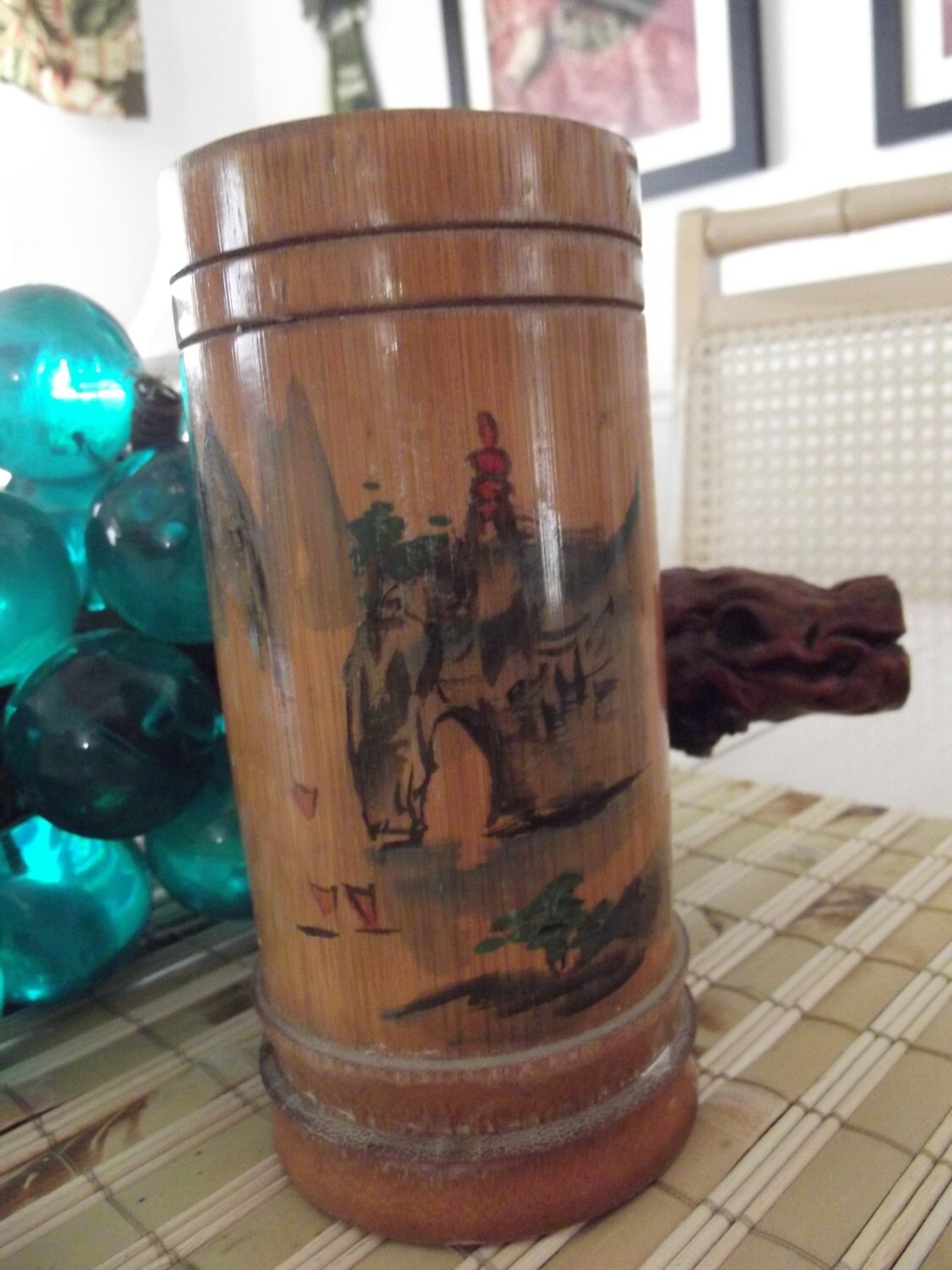 Very old Japanese Bamboo Vase made from single piece of bamboo Etsy