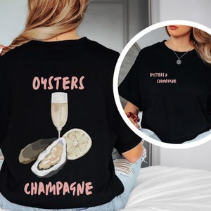 Oyster and Champagne Unisex T-Shirt, Apéro Brunch Lover Gift, Softstyle Tee, Oyster Addict Shirt, Champagne Drinker Top, Foodie Apparel