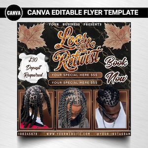 Folleto de ofertas de rastas, rastas, rastas y retwist, estilista luteciano, peinado con trenzas