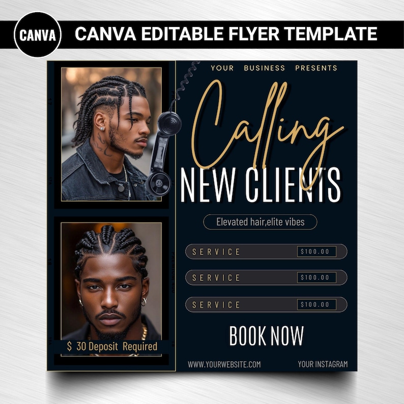 Men's Grooming Flyer, Barber, Braids, Locs, Lash Tech (canva Template ...