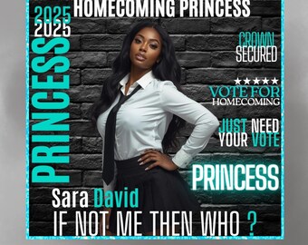 Homecoming Princess Flyer Template: Customizable Class Campaign (Canva Editable, Digital Download)