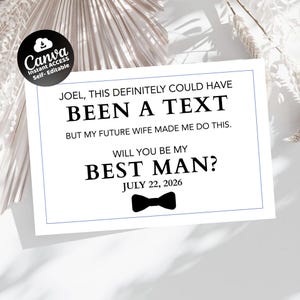 Groomsmen Proposal Card Template | Editable Will You Be My Groomsman | Printable Wedding Party Invitation for Best Man & Ushers