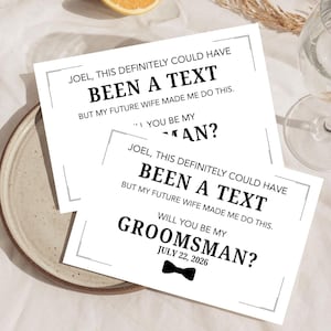 新郎付添人へのプロポーズカードテンプレート：編集可能な結婚式のお知らせ招待状（Canva）（デジタルダウンロード）