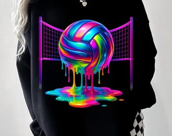 Retro Volleyball Drip PNG: Sublimation Design