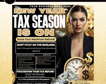 Folleto de preparación de impuestos, folletos de la temporada 2026, preparador de impuestos, folletos de servicios de contabilidad, plantilla de Canva para reparación de crédito