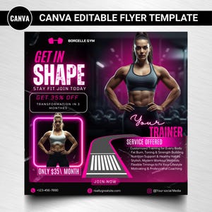 Bewerkbare flyer voor fitnesscoach, personal trainer-flyer, krachttraining fit, canvas