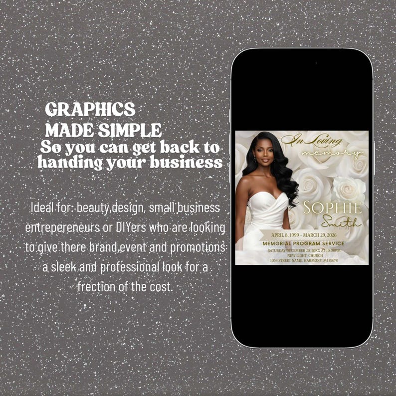 White Roses Funeral invite, Elegant Memorial Invitation Template, Instagram Square ( Editable Canva) image 10