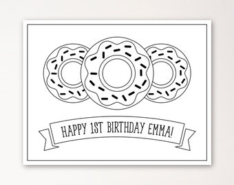 Donut Kleurplaat Etsy