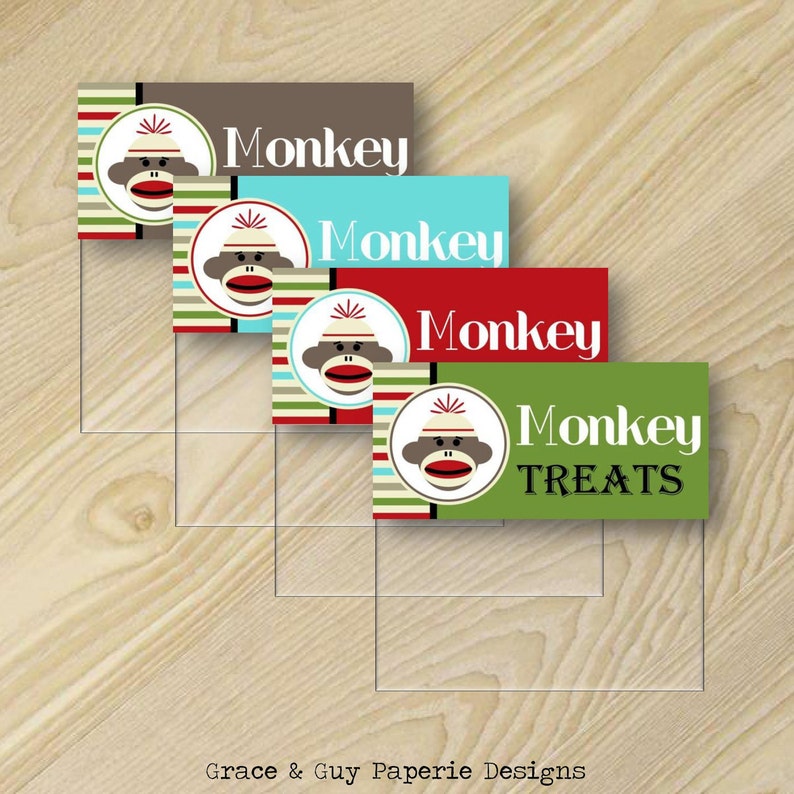 Printable Party Pack Sock Monkey Birthday Party Custom Party Monkey Birthday