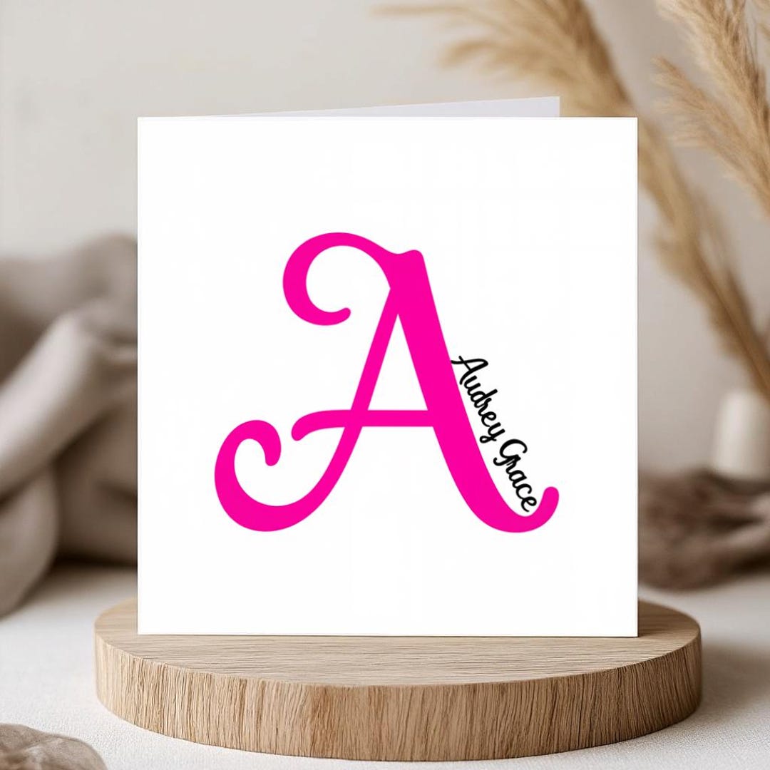 Personalized Monogram Initial Name Custom Color Note Card Gift Notecard ...