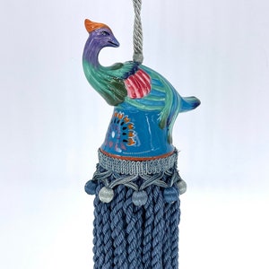 Peacock Salt and Pepper Shaker Tassel, Ceramic Peacock, Ceramic Peacock Tassel, Colorful Peacock Tassel