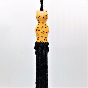 Cheetah Dress Salt and Pepper Shaker Tassel, Animal Print Dress, Leopard Print Dress Tassel