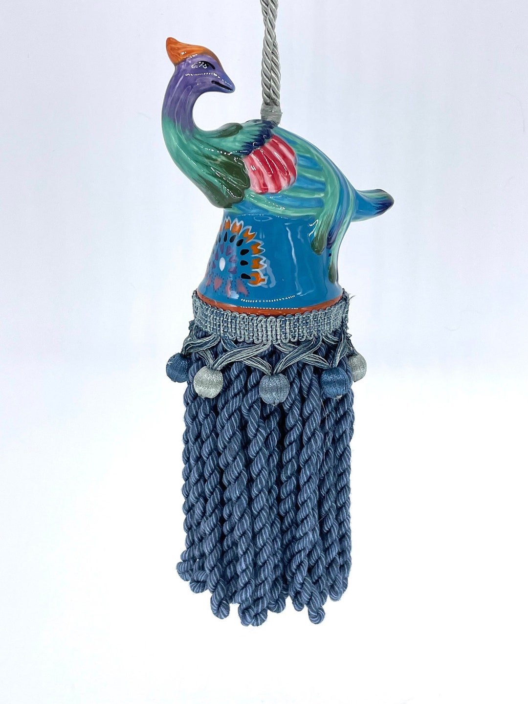 Peacock Salt and Pepper Shaker Tassel, Ceramic Peacock, Ceramic Peacock Tassel, Colorful Peacock