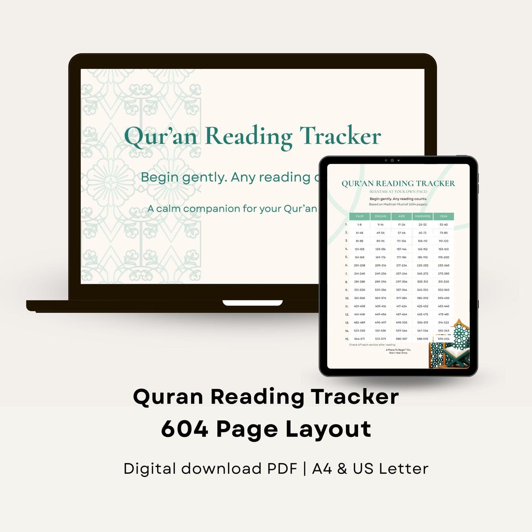 Quran Reading Tracker PDF – A4 & US Letter Printable - Etsy