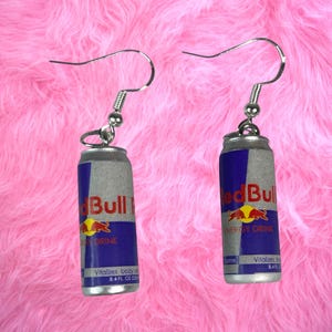 Redbull dangle earrings energy drink / funny earrings / cute earrings / unique earrings