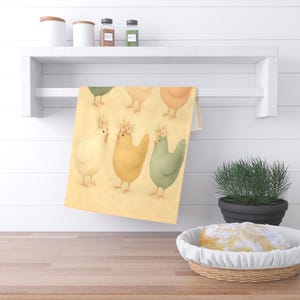 Chicken Decor Tea Towels, Vintage Chicken Decor, Kitchen Accessories, Gift for Gardeners, Chicken Decor For The Home