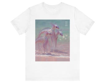 Pink Fantasy Tropical Dragons and Creature T-Shirt - Flosswhisk Drakes