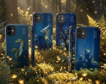 Magisch blauw-geel Fantasy Forest Creatures-telefoonhoesjes - Lanebreath Forest