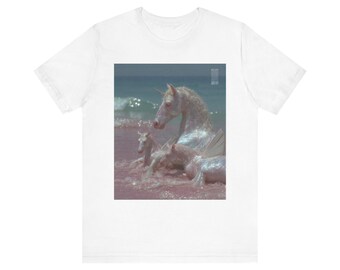 Pink Fantasy Tropical Dragons and Creature T-Shirt - Beach Pegasus